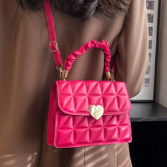 Vintage PU Leather Women Crossbody Bags Pleated Top-Handle Bags