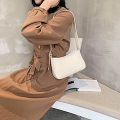 Vintage PU Leather Women Handbags Solid Female Retro Shoulder Bags