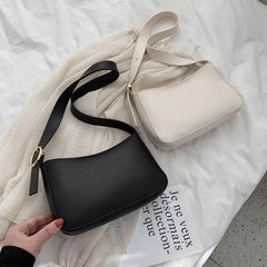 Vintage PU Leather Women Handbags Solid Female Retro Shoulder Bags