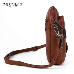 Vintage PU Shoulder Bag Soft Leather Female Tote Bag Zipper Mobile Phone Pouch