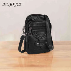 Vintage PU Women Handbag Shoulder Tote Bag Zipper Mobile Phone Pouch