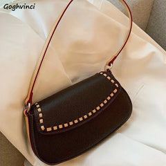 Vintage Panelled Shoulder Bag Women Cross-body Saddle Bag French Style Handbag