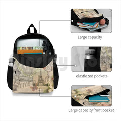 Vintage Paris Eiffel Collage Outdoor Hiking Backpack