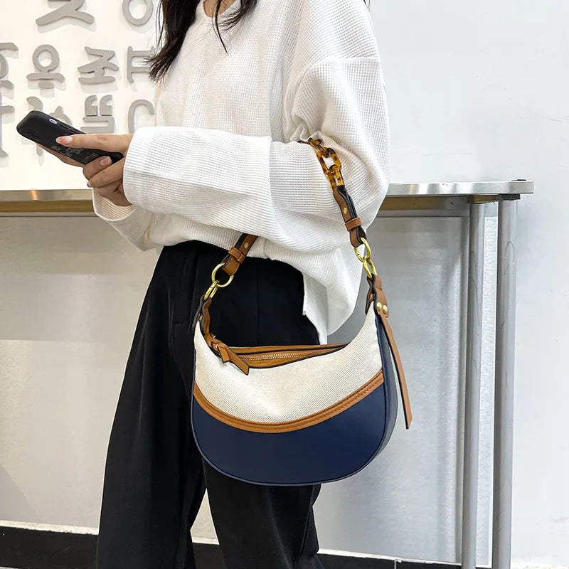 Vintage Patchwork Shoulder Bags Women Large Capacity Chain Bag
