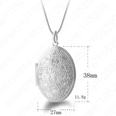Vintage Photo Locket Necklace 925 Silver Pendant Women Gift