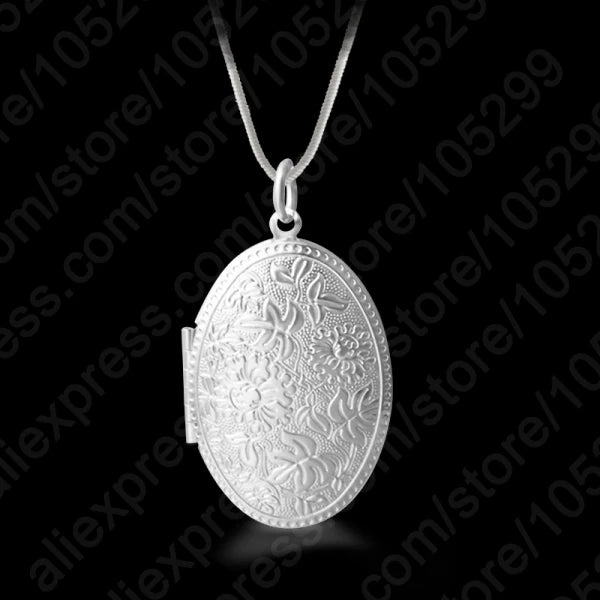 Vintage Photo Locket Necklace 925 Silver Pendant Women Gift