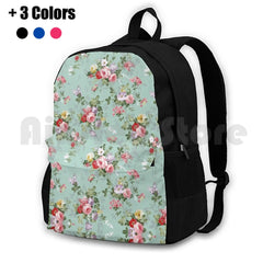 Vintage Pink Roses Floral Pattern Outdoor Hiking Backpack
