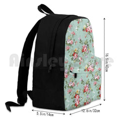 Vintage Pink Roses Floral Pattern Outdoor Hiking Backpack