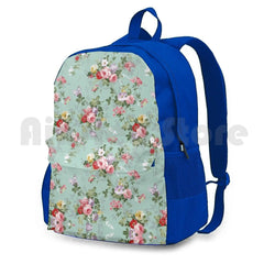 Vintage Pink Roses Floral Pattern Outdoor Hiking Backpack