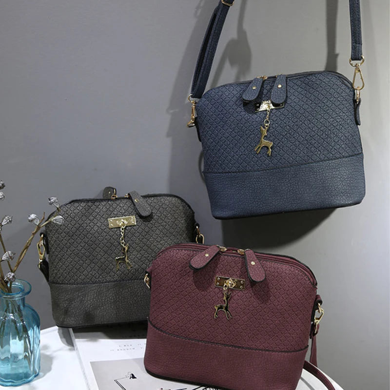 Vintage Plaid Crossbody Bag Women PU Leather Shoulder Bag