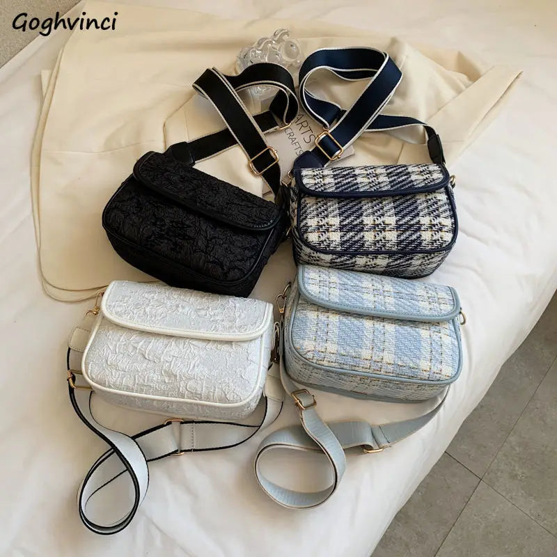 Vintage Plaid Flap Shoulder Bags Women Stylish Texture Office Lady Temperament U
