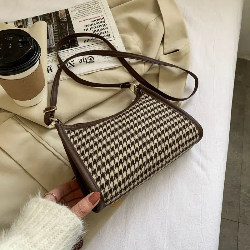 Vintage Plaid Shoulder Bag Messenger Bag for Women Camera Female Shoulder Bag