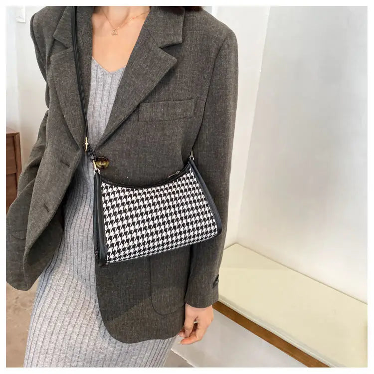 Vintage Plaid Shoulder Bag Messenger Bag for Women Camera Female Shoulder Bag