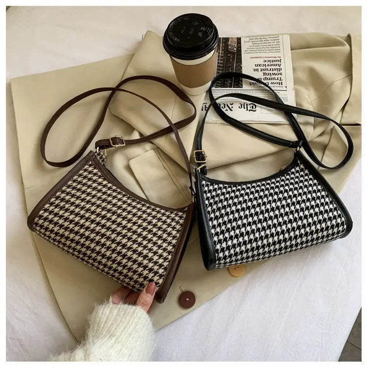 Vintage Plaid Shoulder Bag Messenger Bag for Women Camera Female Shoulder Bag