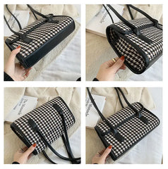 Vintage Plaid Women Underarm Bag Ladies Purse Handbag Large Capacity