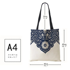 Vintage Print Ladies Shoulder Bag Flowers Leaves Shopping Handbag