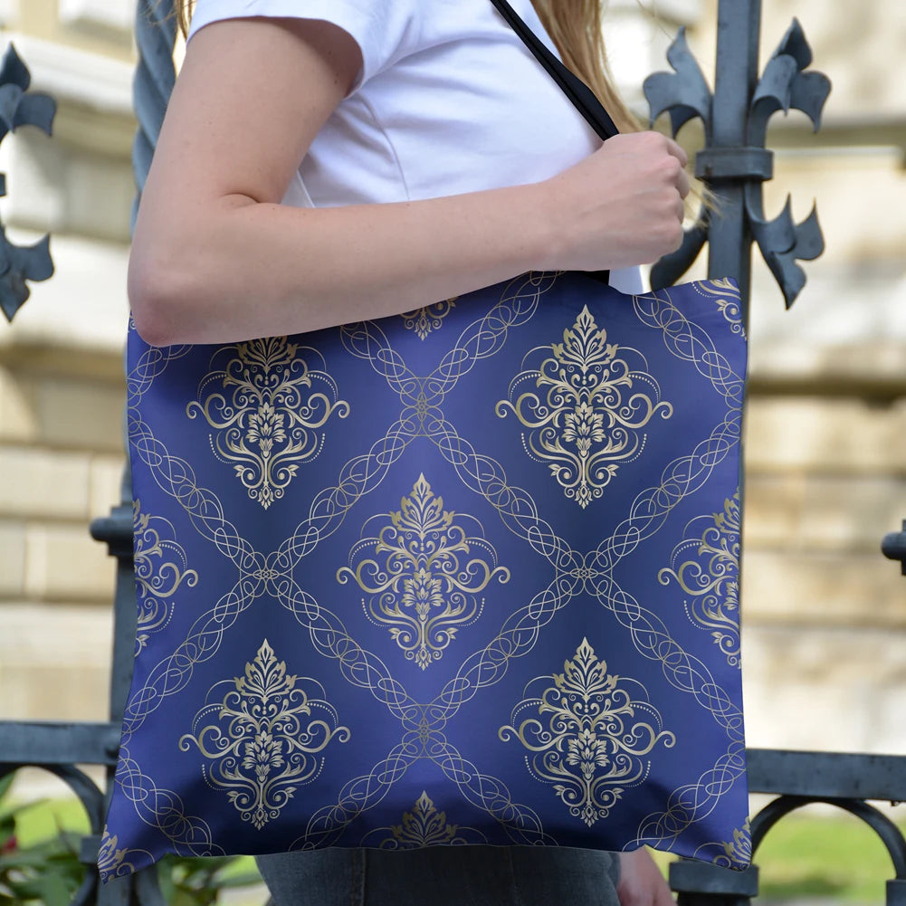 Vintage Print Women Shoulder Bag Reusable Shopper Tote Bag