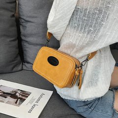 Vintage Wide Strap Crossbody Bag Women PU Leather Shoulder Messenger