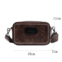 Vintage Wide Strap Crossbody Bag Women PU Leather Shoulder Messenger