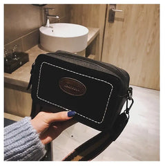 Vintage Wide Strap Crossbody Bag Women PU Leather Shoulder Messenger