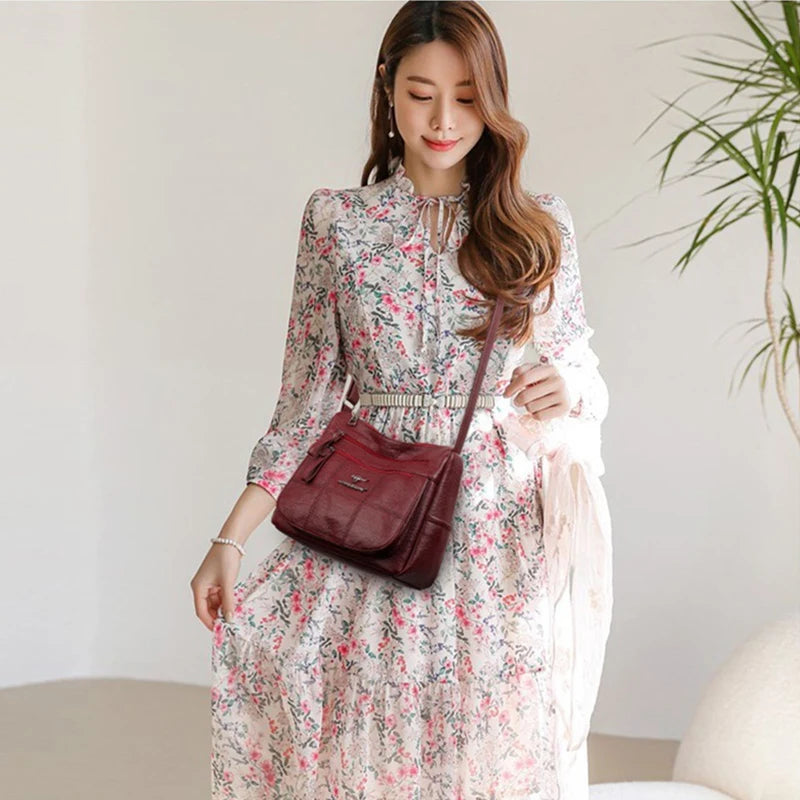 Vintage PU Leather Shoulder Small Crossbody Bags for Women Casual Purses