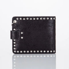 Vintage Punk Rock Skull Heads Cross Biker Wallet with Key Chain