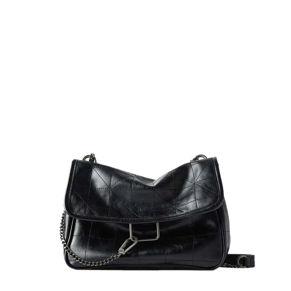 Vintage Chain Leather Shoulder Bags For Women Lady Handbags Travel Purses