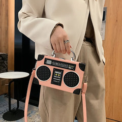 Vintage Radio Box Style Women Crossbody Bag Retro Purses