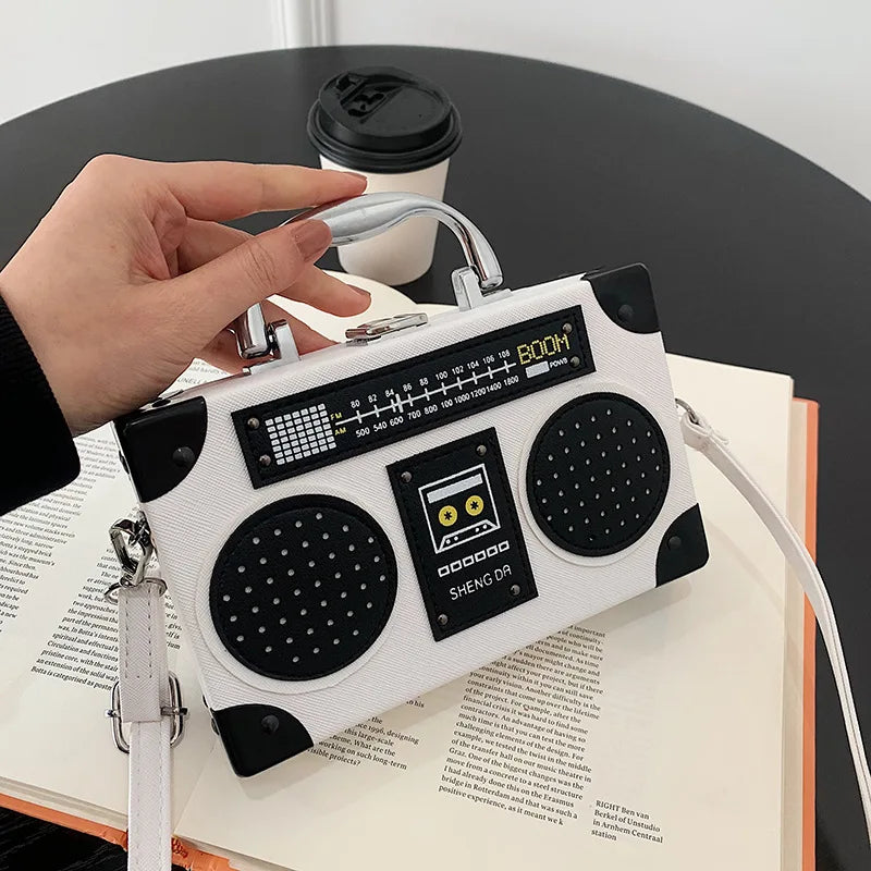 Vintage Radio Box Style Women Crossbody Bag Retro Purses