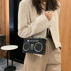 Vintage Radio Box Style Women Crossbody Bag Retro Purses