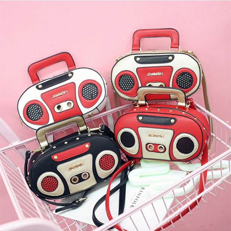 Vintage Radio Women Handbags Shoulder Bags Rock Female Purse