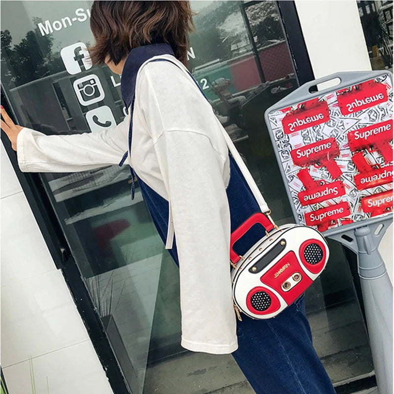 Vintage Radio Women Handbags Shoulder Bags Rock Female Purse