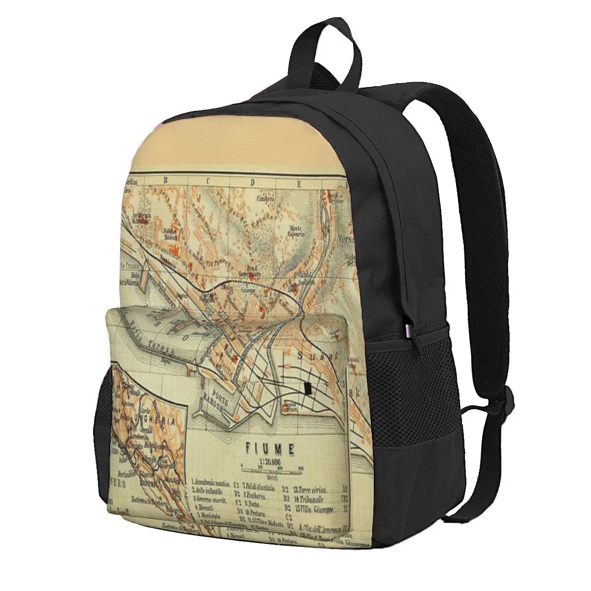 Vintage Rijeka Croatia Map 1911 Backpacks Men's Backpacks Bags For Women