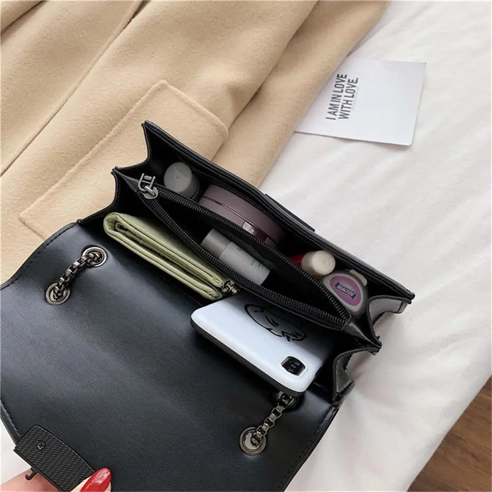 Vintage Rivet Chain Crossbody Bags for Women Handbags Ladies Shoulder Messenger