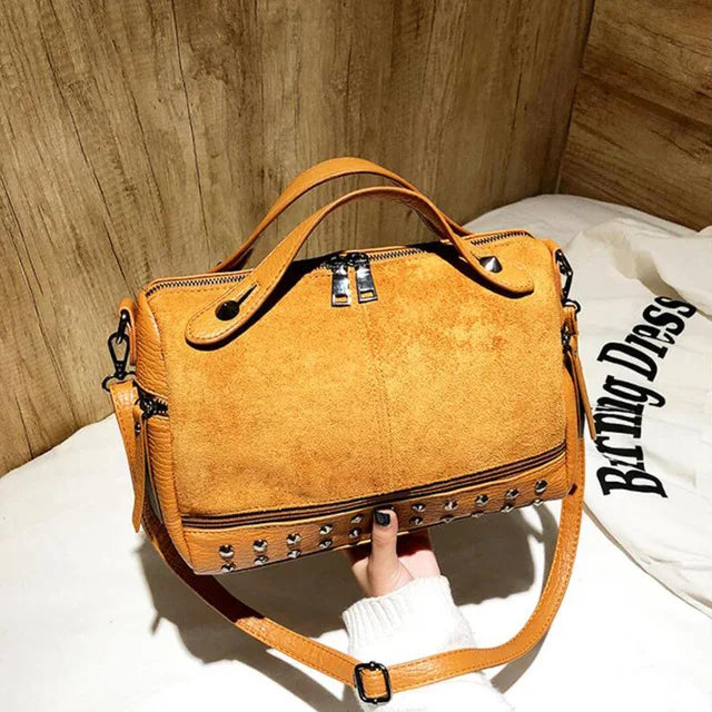 Vintage Rivet Crossbody Bag PU Leather Shoulder Bag Lady Handbag
