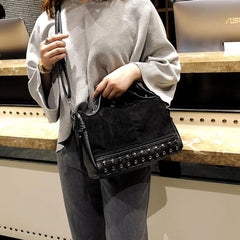 Vintage Rivet Crossbody Bag PU Leather Shoulder Bag Lady Handbag