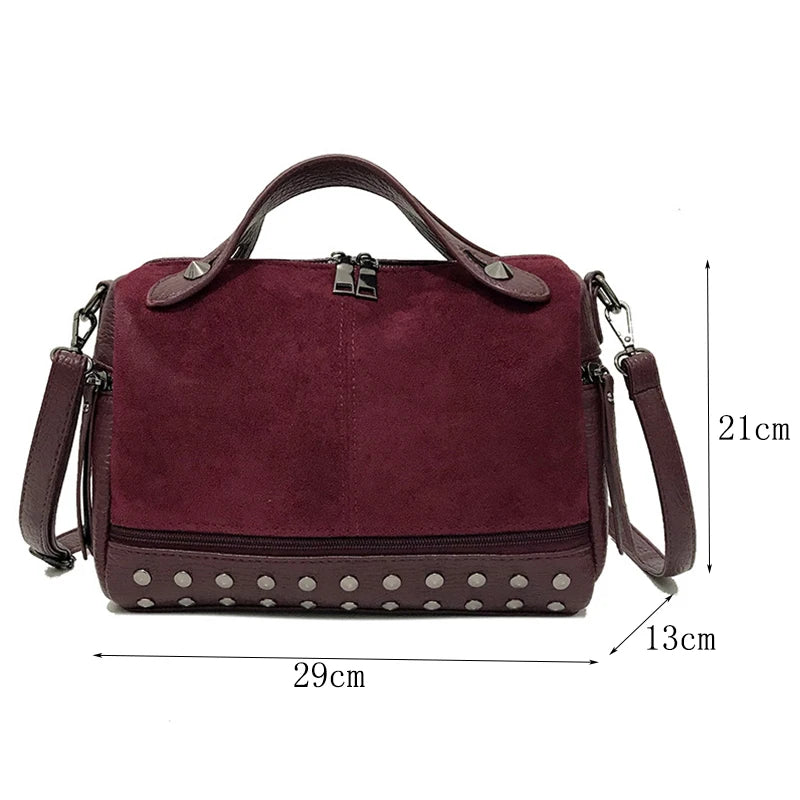 Vintage Rivet Crossbody Bag PU Leather Shoulder Bag Lady Handbag