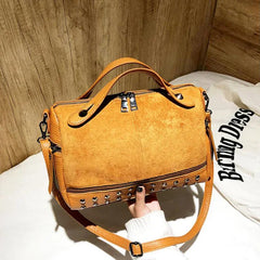 Vintage Rivet Crossbody Bag PU Leather Shoulder Bag Lady Handbag
