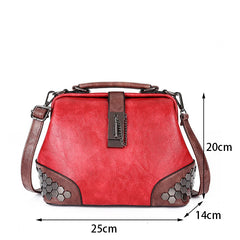 Vintage Rivet Handbaag Female PU Leather Crossbody Bag Lock Handle Bags