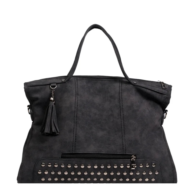 Vintage Rivet Handbags Large Capacity Tote Bags Shopper Female Shoulder Bag
