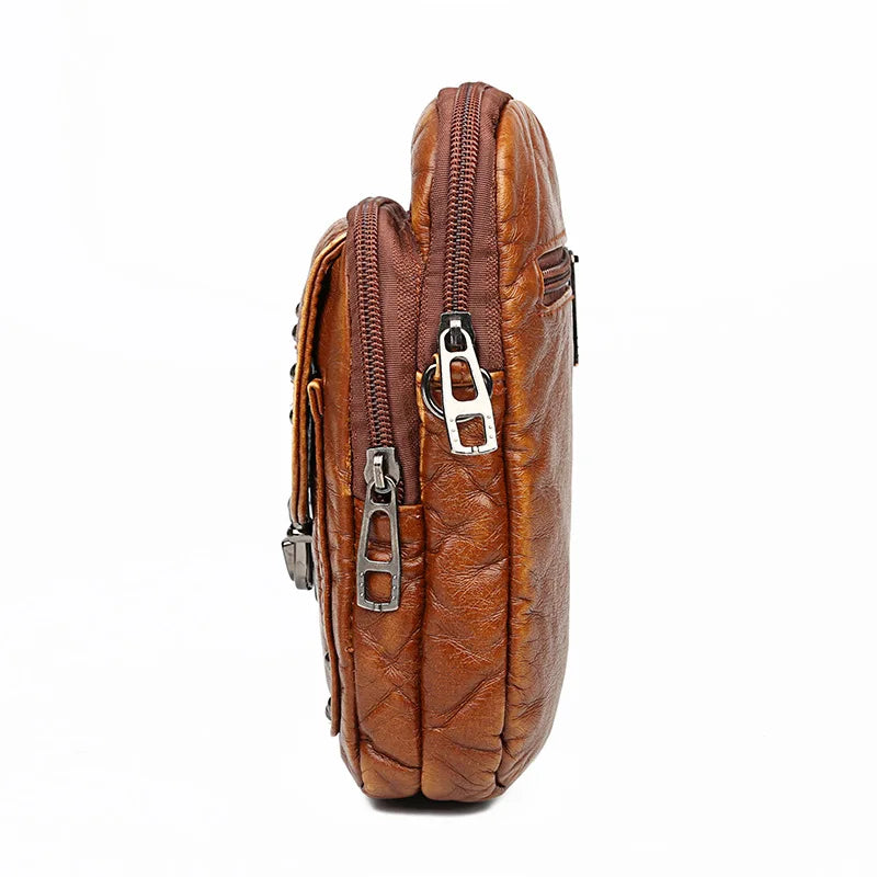 Vintage Rivet Shoulder Bag Soft PU Leather Mobile Phone Bag Small Crossbody Bag
