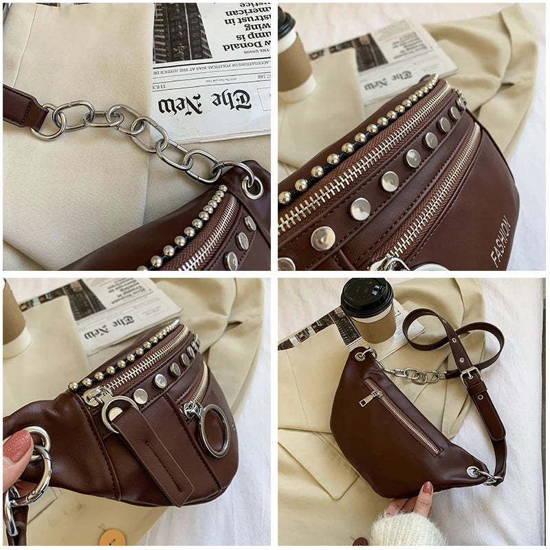 Vintage Rivet Women Shoulder Bag Retro Crossbody Bags For Women