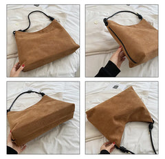 Vintage Scrub Leather Women Handbag Large Capacity Winter Female Hobos Shoulder