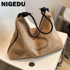 Vintage Scrub Leather Women Handbag Large Capacity Winter Female Hobos Shoulder