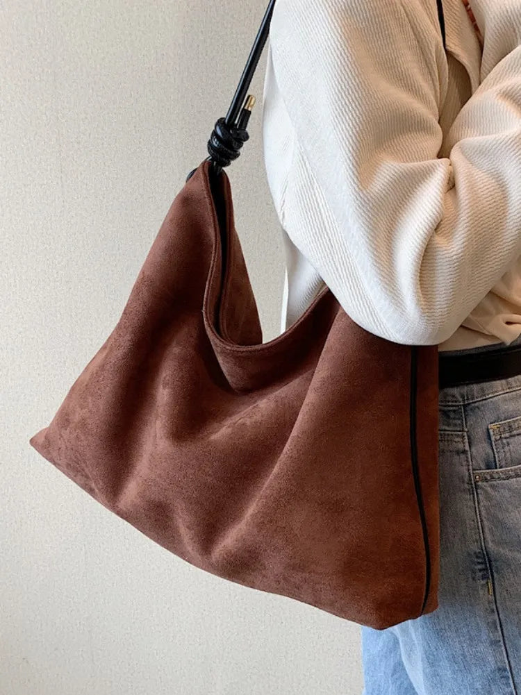 Vintage Scrub Leather Women Handbag Large Capacity Winter Female Hobos Shoulder