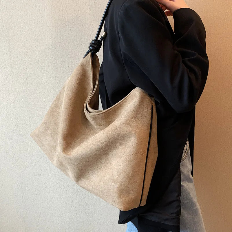 Vintage Scrub Leather Women Handbag Large Capacity Winter Female Hobos Shoulder