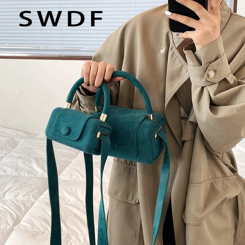 Vintage PU Leather Crossbody Shoulder Bag for Women Tote Handbag
