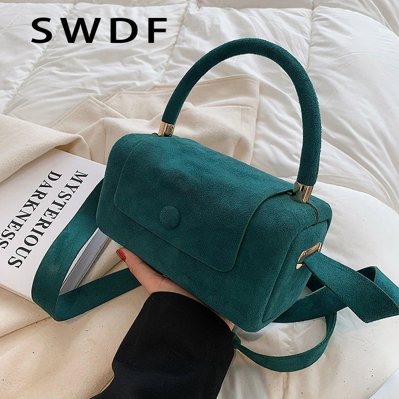 Vintage PU Leather Crossbody Shoulder Bag for Women Tote Handbag