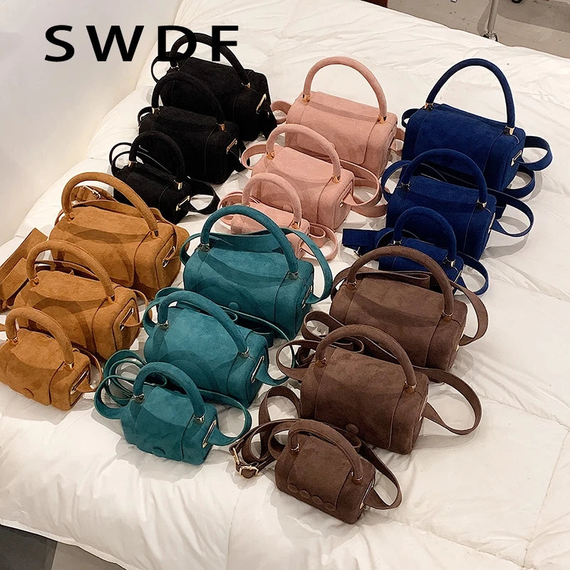 Vintage PU Leather Crossbody Shoulder Bag for Women Tote Handbag