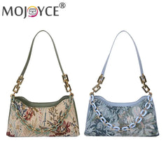 Vintage Shoulder Bag Women Oil Painting Print Underarm Bag